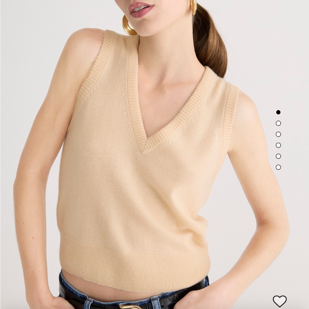 NWT J Crew Cashmere Sweater Vest S Tan Peach Cream V-Neck Preppy Old Money